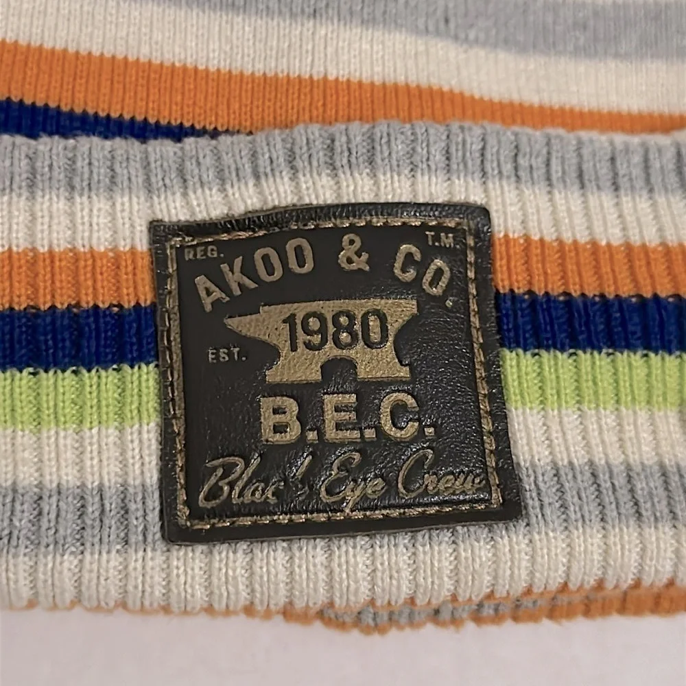 AKOO striped Pom Pom BEANIE FOR MEN NWOT